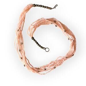 Vintage style pale pink seed bead multi-strand necklace